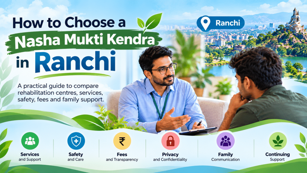 How to choose a Nasha Mukti Kendra in Ranchi, including rehabilitation services, safety, fees and privacy.